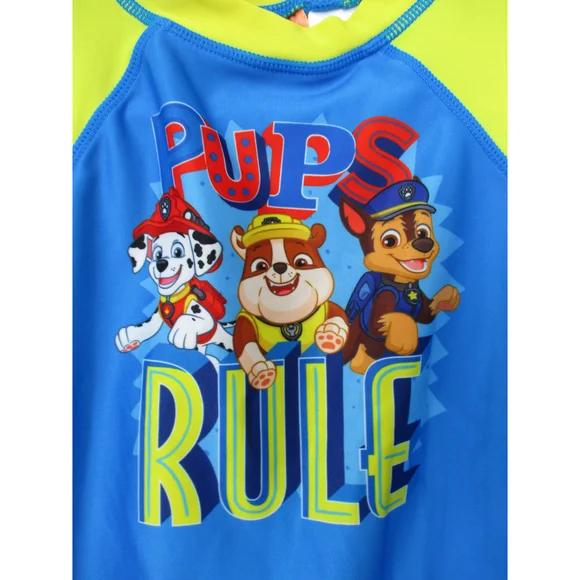 Paw Patrol Boys Swim Set 3T Trunks Shirt Chase Marshall Rubble - Picture 2 of 9